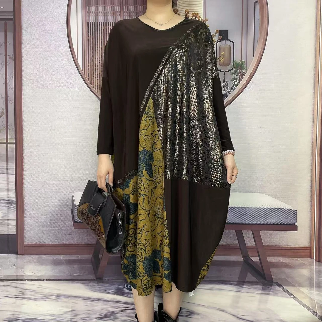 Q58030新款时尚拼接大版连衣裙