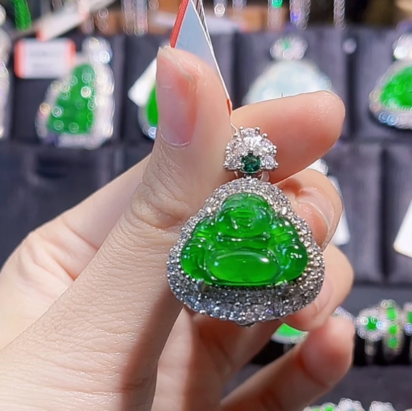 天然翡翠a货佛公吊坠