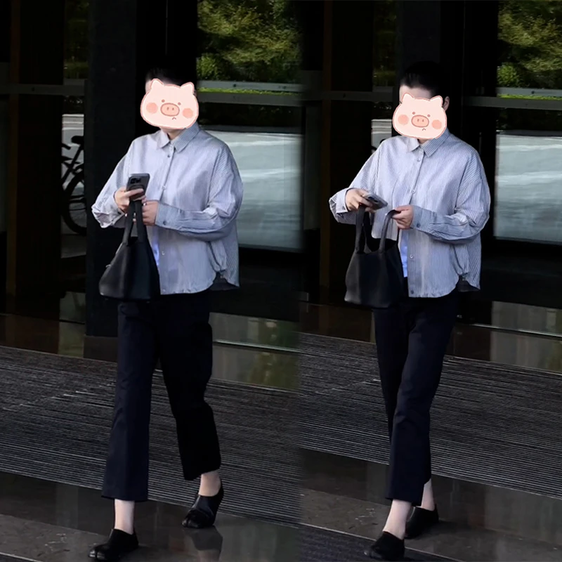 2025年早秋通勤职业穿搭一整套时尚百搭翻领衬衫衬衣+显瘦直筒裤