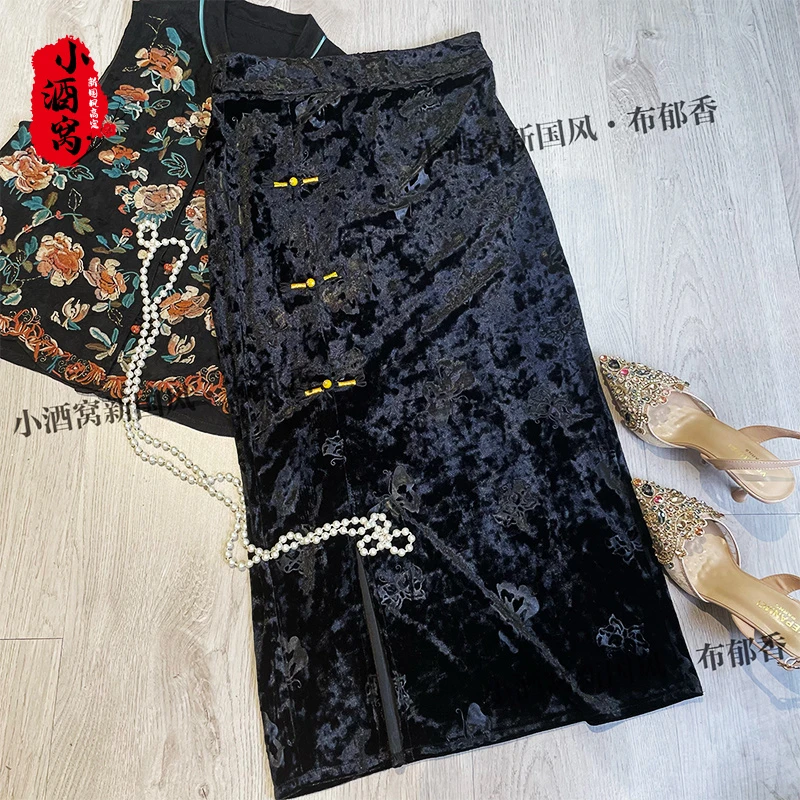 [银蝶舞] 小酒窝新国风 丝绒半身裙-82/352