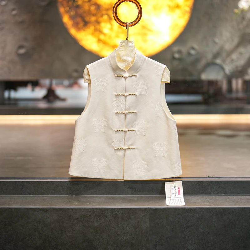 蓝大【洛水】桑蚕丝对襟马甲6830