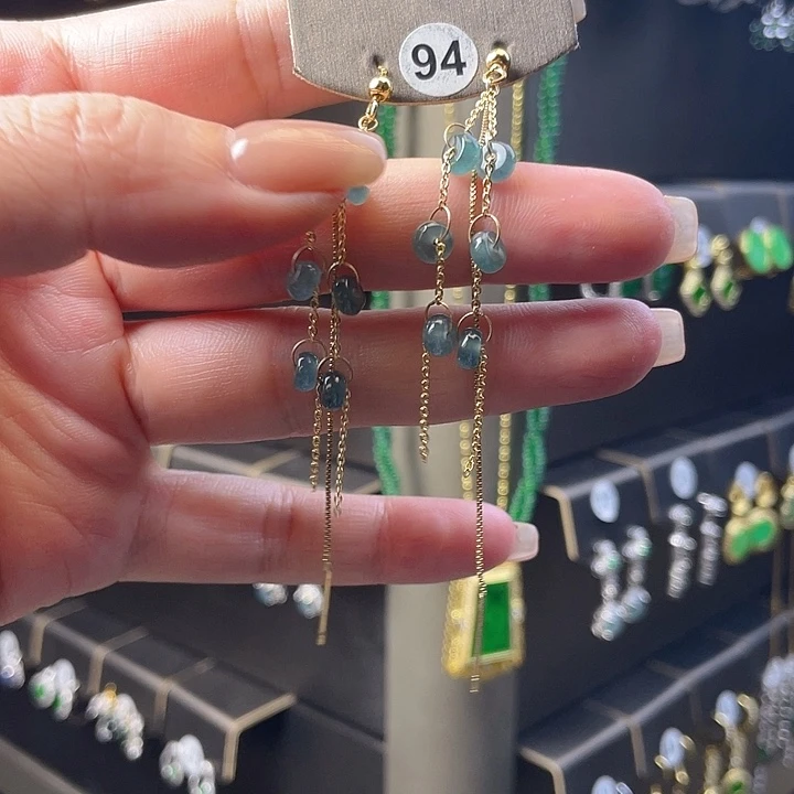 翡翠银S925镶嵌耳饰翡翠A货