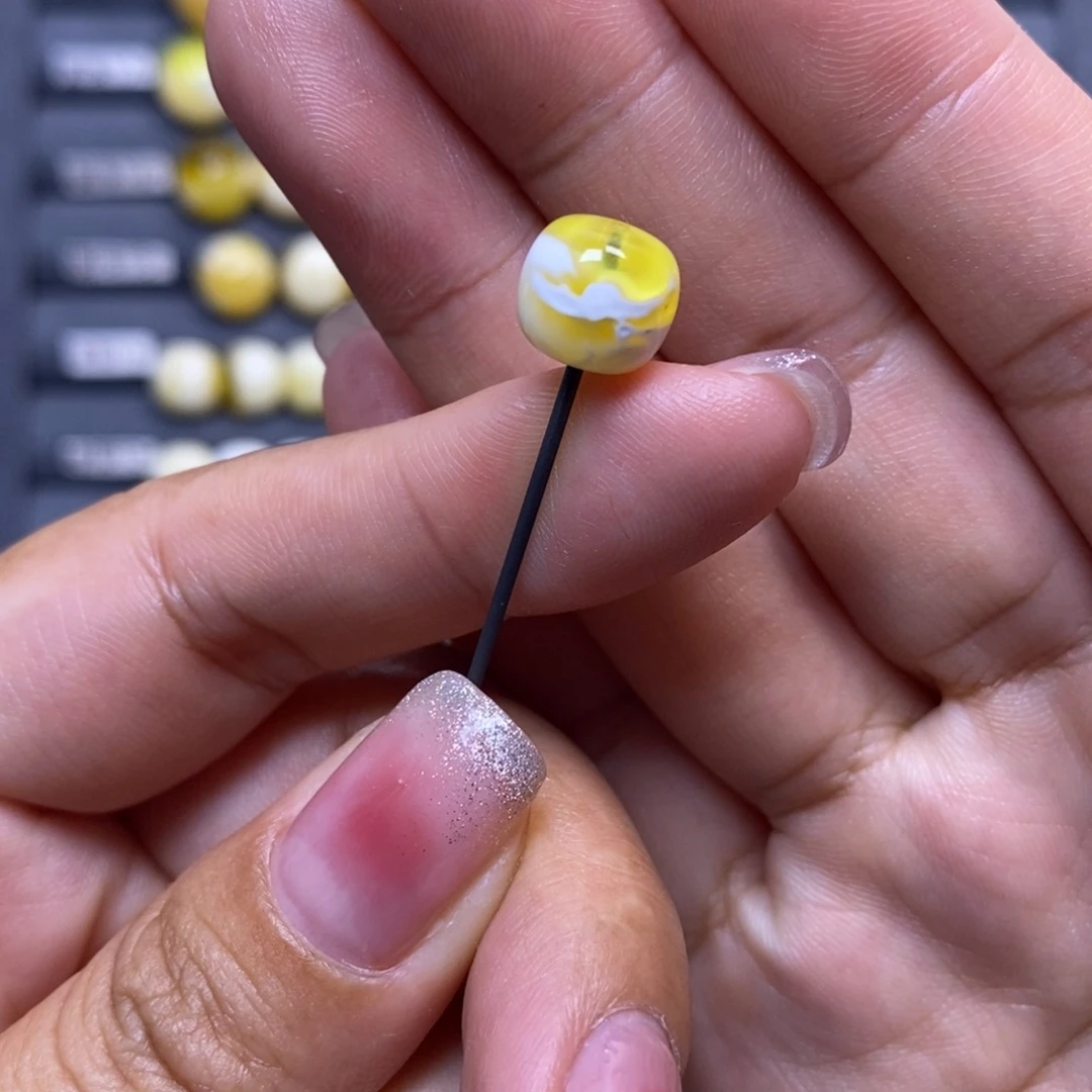 蜜蜡未镶嵌珠宝奇石漆白橘金溶洞妖花聚宝盆9.4*8.6mm