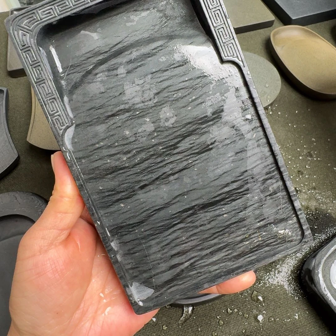 K*n歙砚石刻壶承摆件