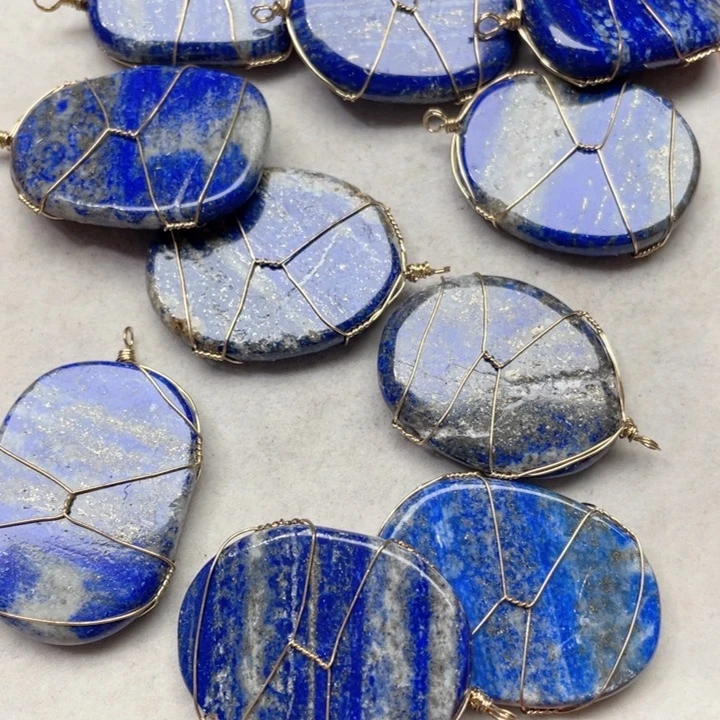 玛瑙/玉髓合金珠宝半成品一个34mm青金石吊坠