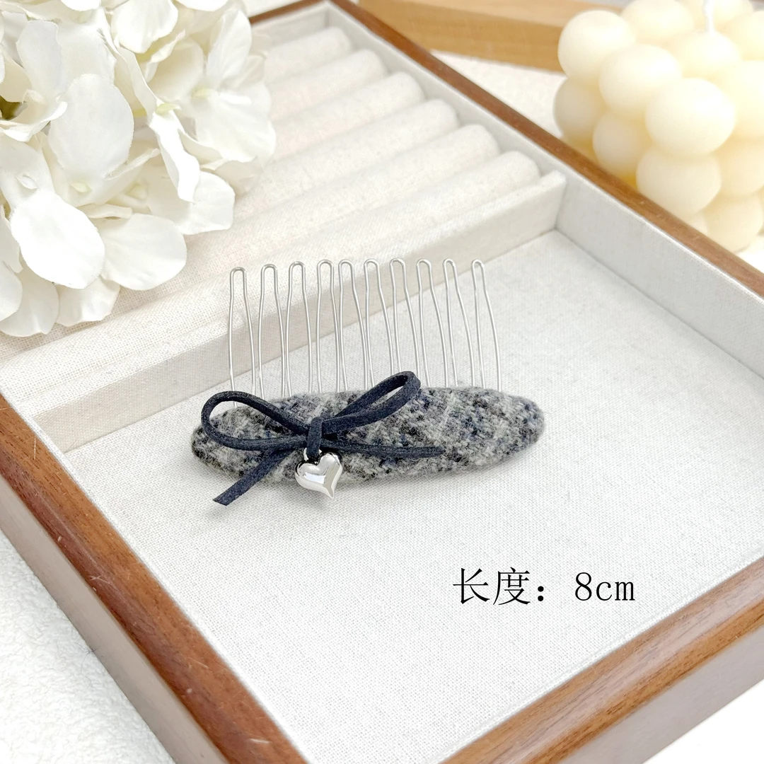 BAOSHATI/宝莎缇F-656韩版毛呢布艺蝴蝶结插梳