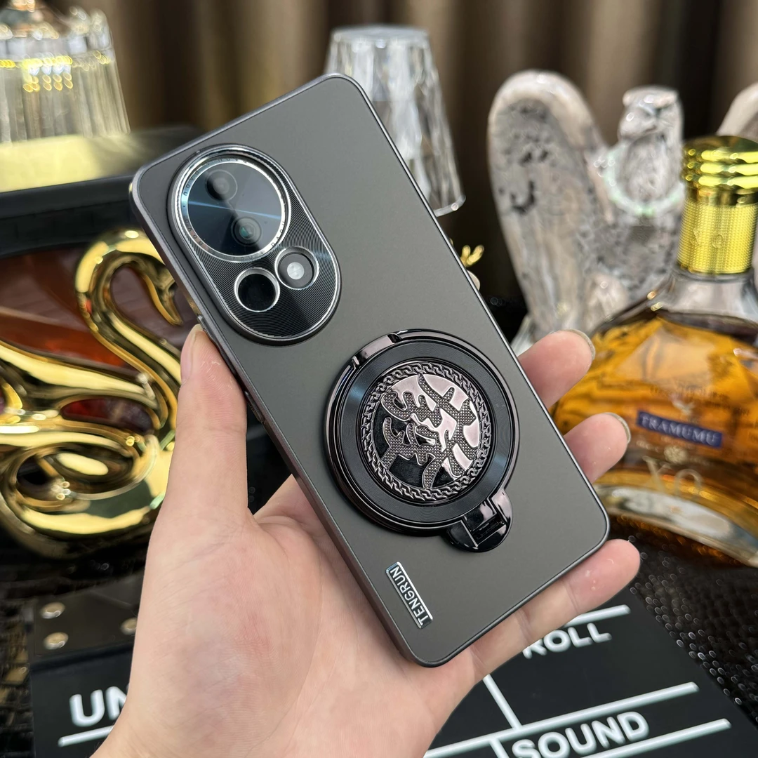 新款【流光磨砂+發财陀螺支架】适用于华为Nova13散热手机壳