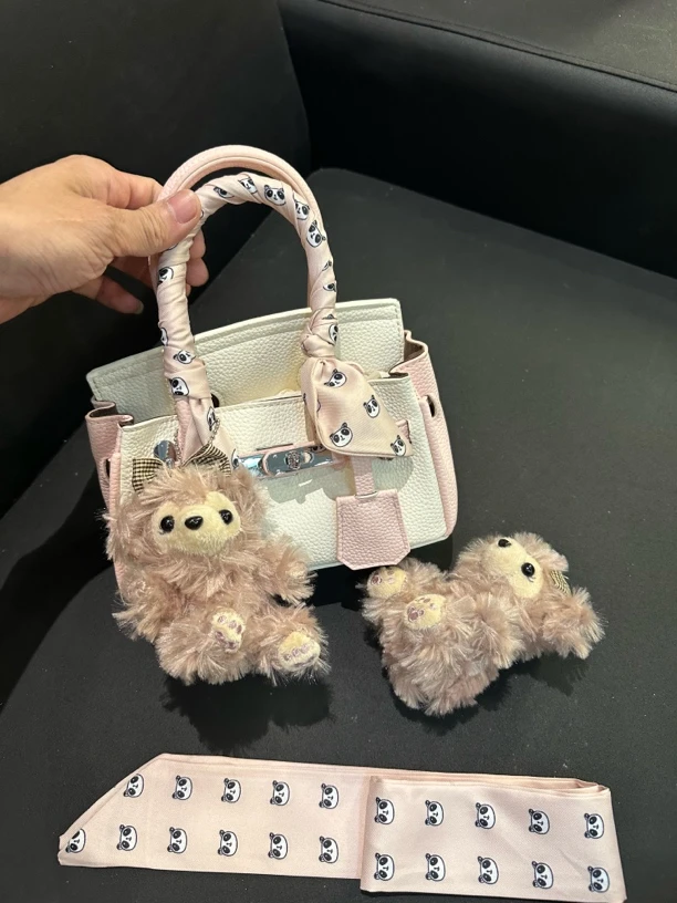 【颜谨家新款】银扣手拎包小众白色手提包包夏季ins百搭小包包网红