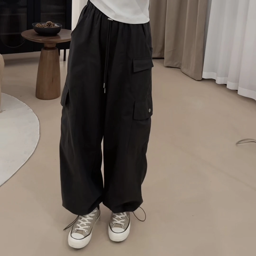 伟丽店4018款【超薄抽绳束脚工装】新款百搭复古伟丽实体女装