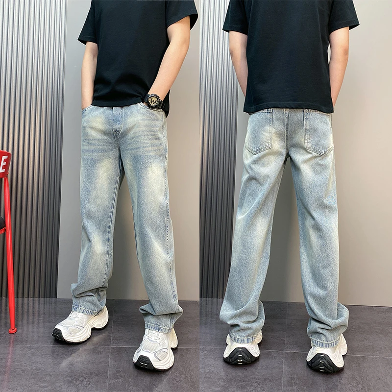 2026春季新款直筒牛仔裤男潮牌新款阔脚美式宽松牛仔裤子男士长裤