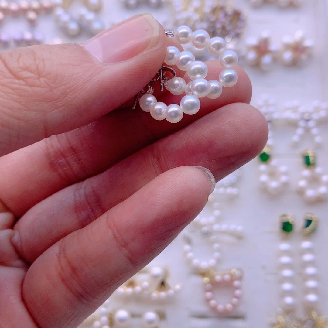 合金淡水珍珠耳饰