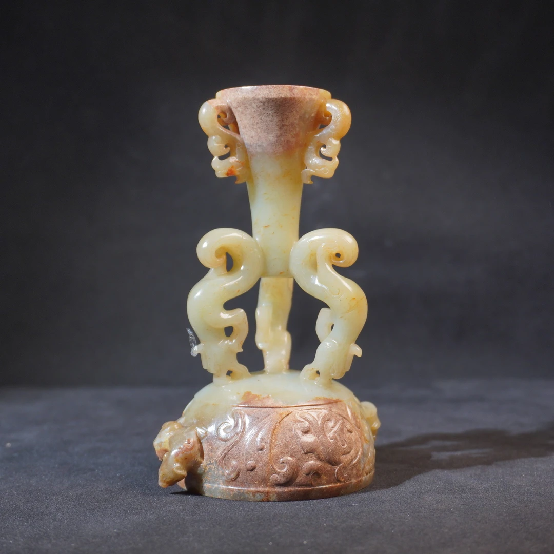 3SD2   明 和田玉龙凤呈祥烛台