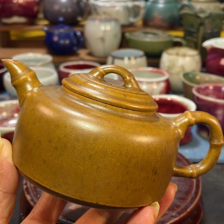 摆件茶金釉德钟竹节壶