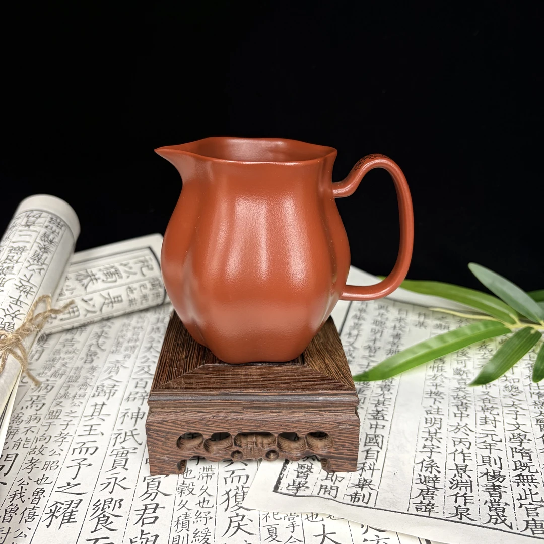 【小壶涂】H152朱泥描金筋纹公道杯210cc