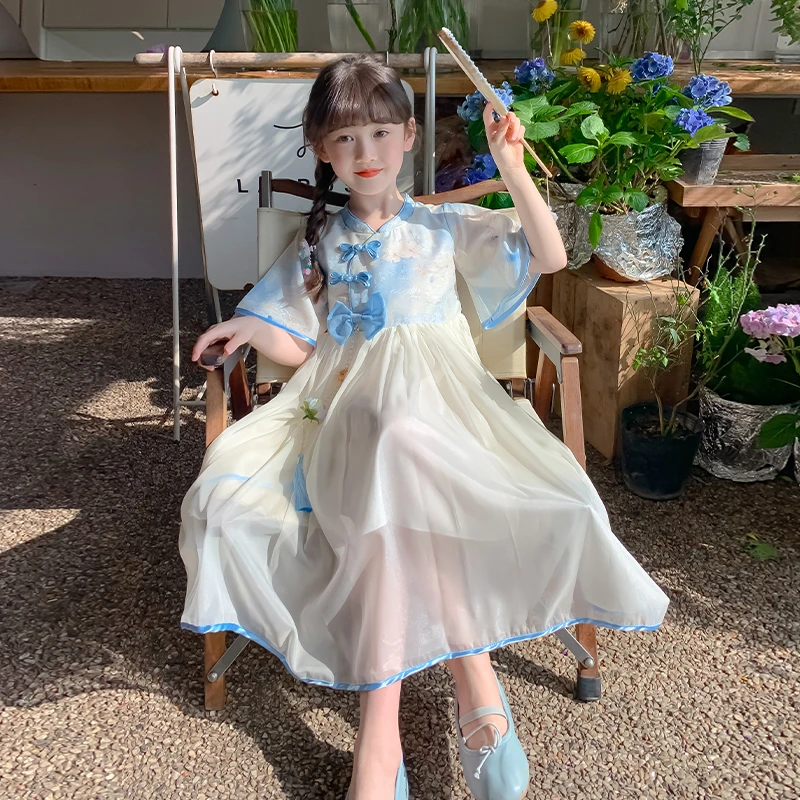 女童连衣裙夏装2025新款洋气汉服夏季国风大童裙子儿童公主裙夏天