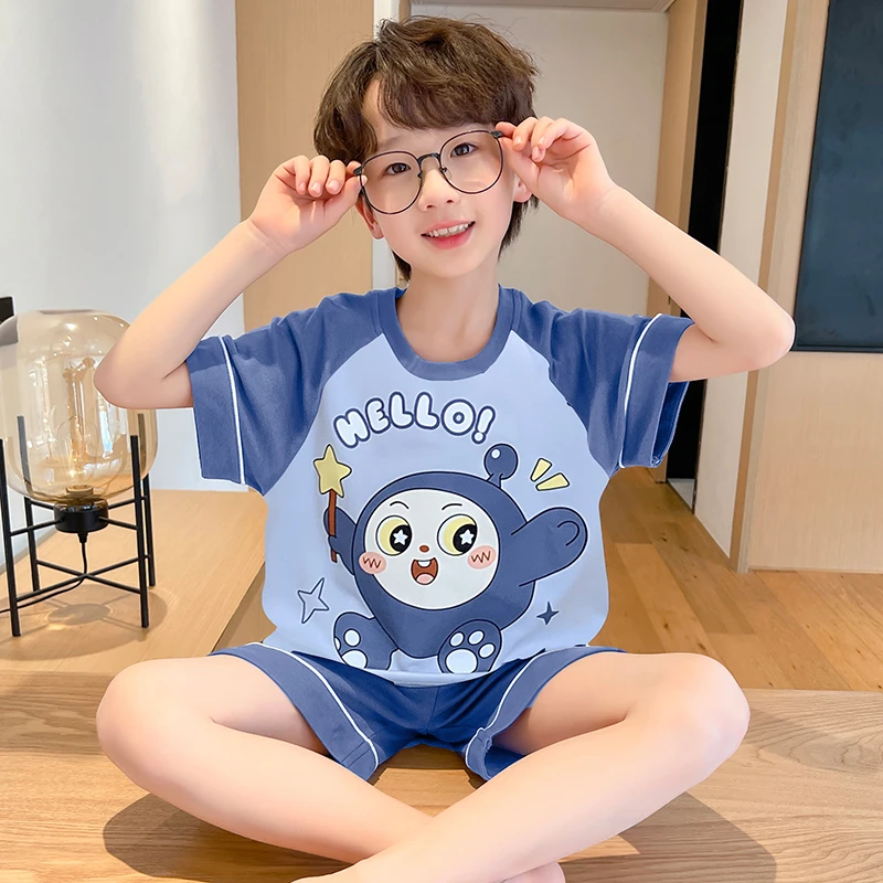 夏天男童睡衣夏款2025新款薄款短袖男孩中大童儿童家居服套装夏季