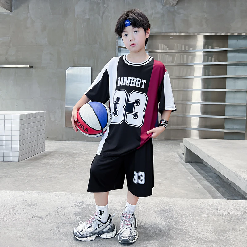 男童套装儿童篮球服透气运动服2025夏季新款短袖套装速干W6683