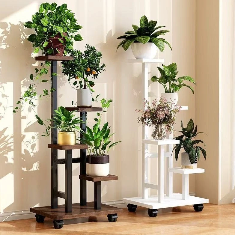 简约铁艺可移动落地花架客厅多层收纳新款式阳台花架子阳台置物架