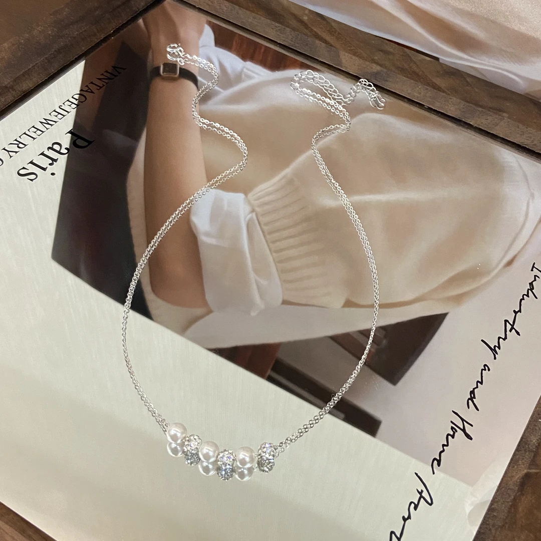 坠链均925银 镀K金（T）泡泡珠珠 韩系ins高级感项链X8070