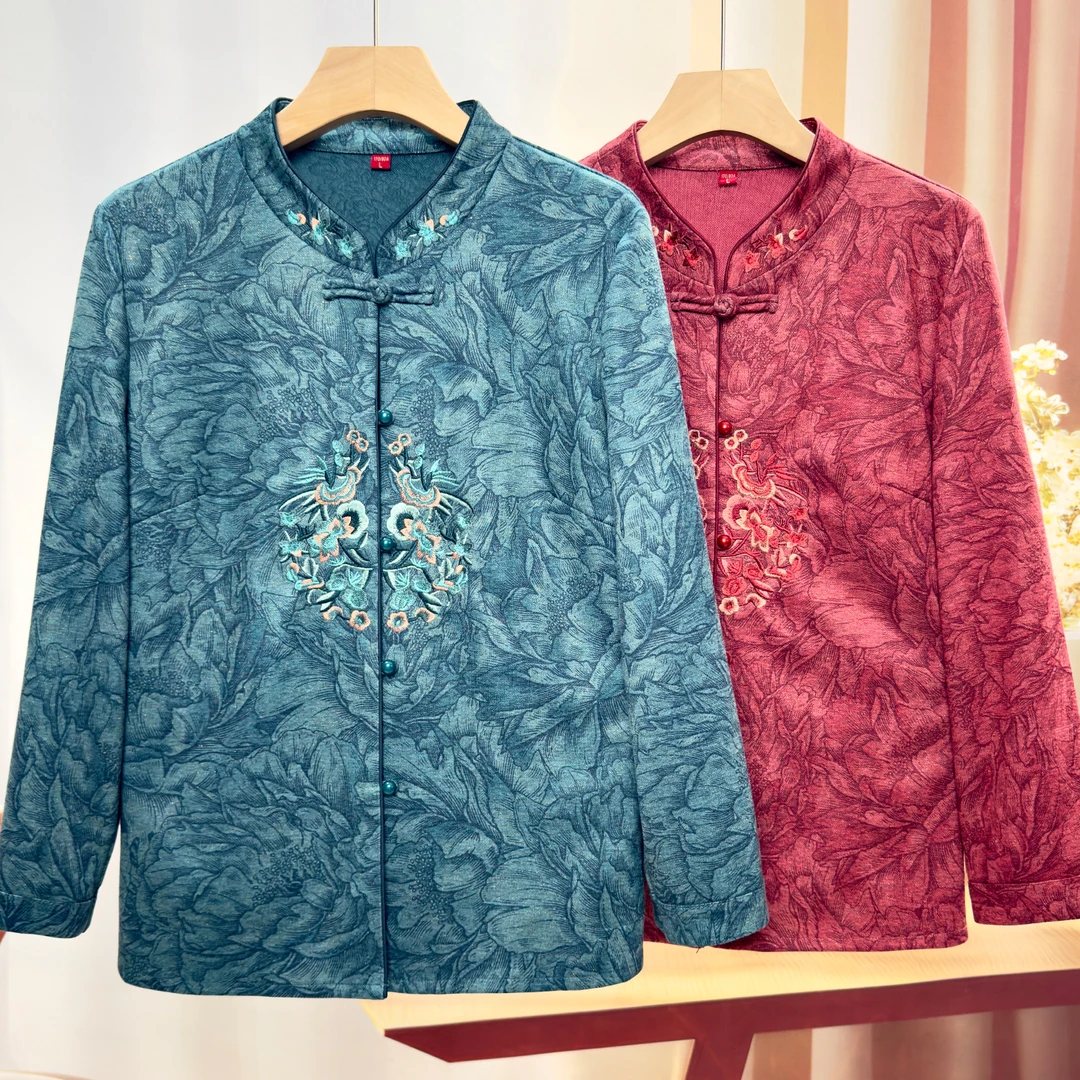 妈妈衬衫长袖上衣外套70岁中老年人秋季衬衣女老太太奶奶春秋上衣