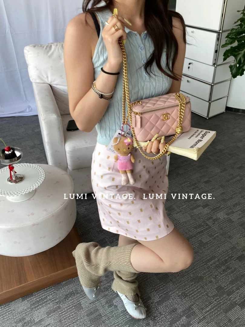 95新 Chanel/香奈儿 粉色山茶花化妆盒包72777940