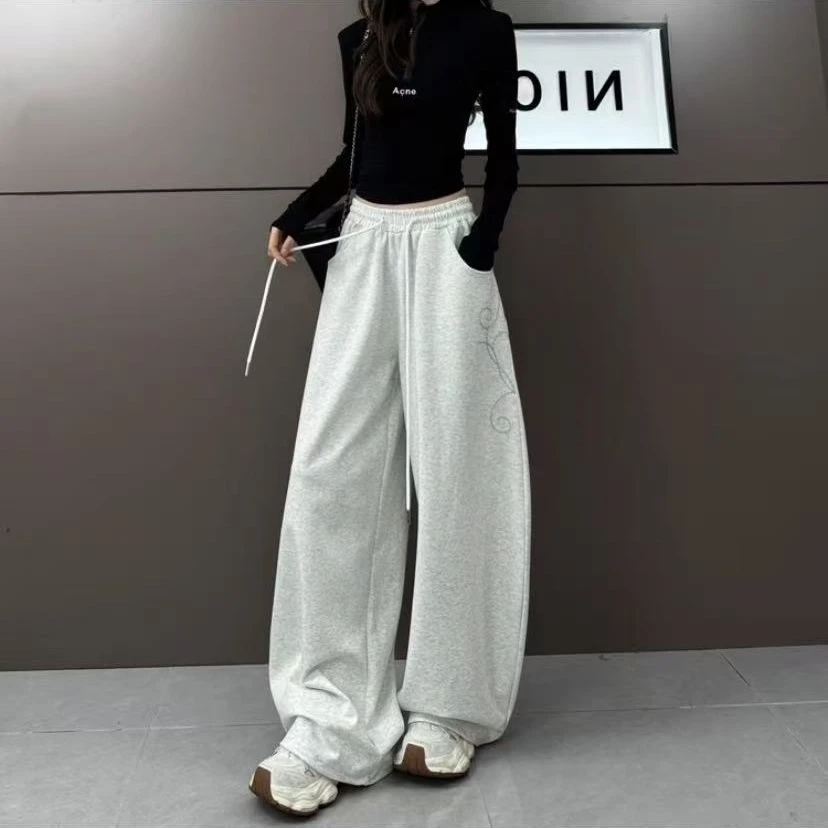 2025年秋季新重工刺绣千禧玫瑰时尚气质宽松显瘦休闲裤