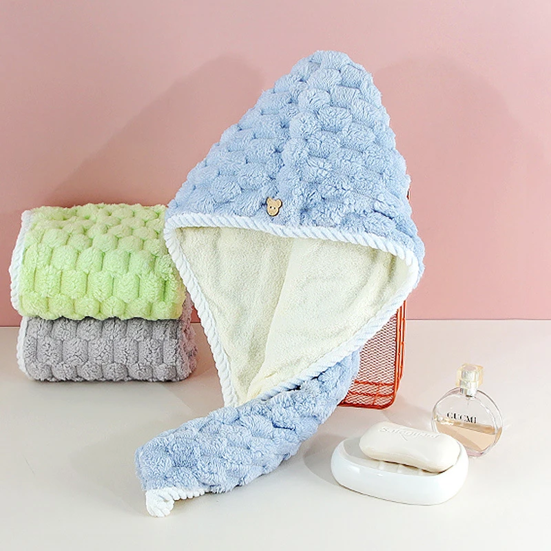 珊瑚绒双层加厚网红女干发帽干发巾吸水速干浴帽擦头发毛巾包头巾