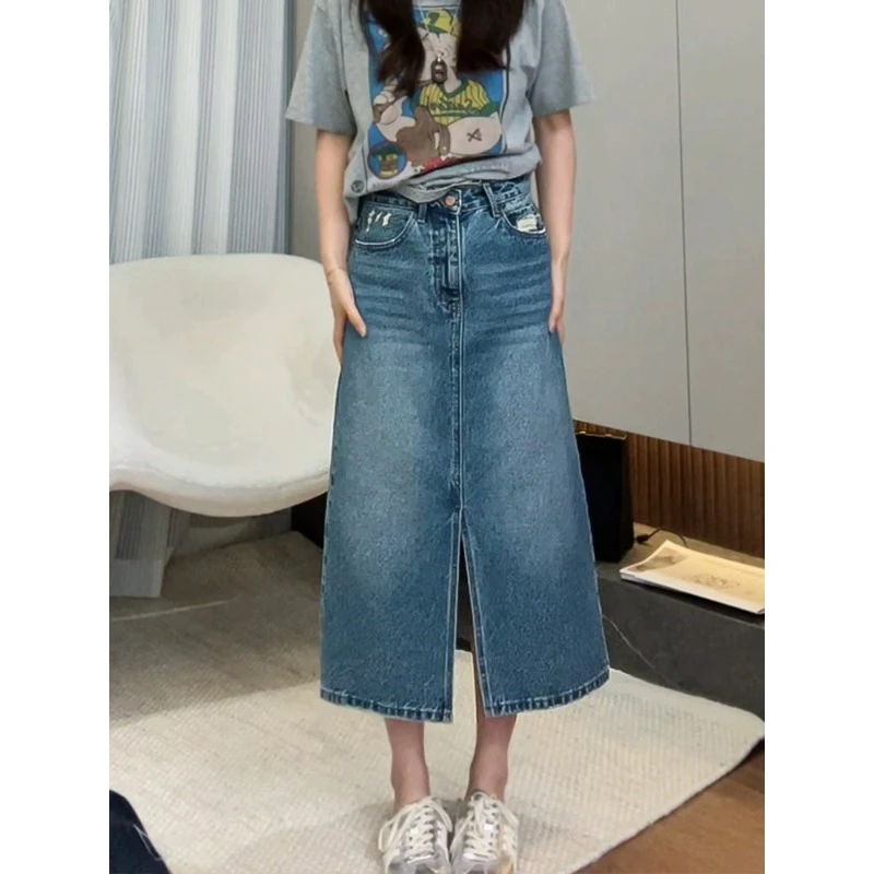 复古港风牛仔裙半身裙女爆款2025新款高腰显瘦夏季薄款包臀a字裙