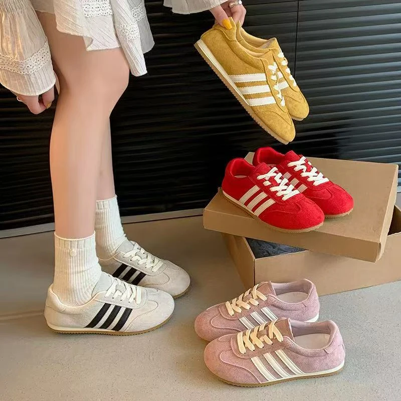 圆头德训鞋春季街头风时尚休闲鞋单鞋鞋子甜辣千金风