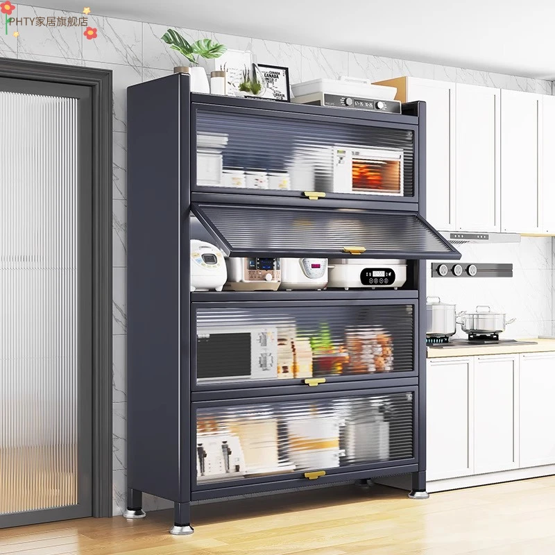 厨房置物架落地多层防尘收纳柜碗柜家用多功能餐边柜橱柜储物柜子