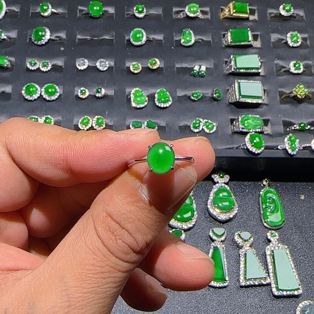 翡翠银S925镶嵌戒指