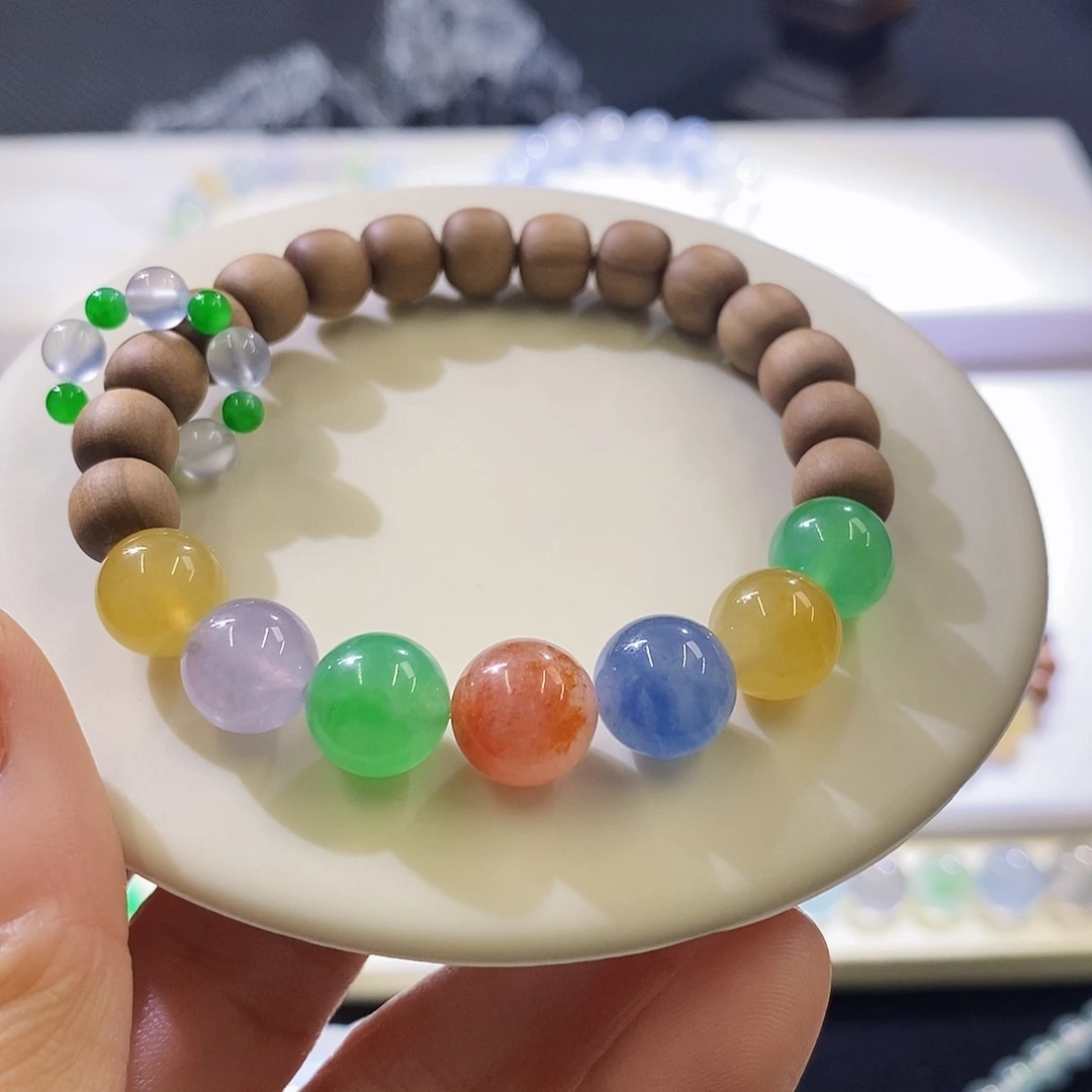 翡翠未镶嵌挂件糖果手串