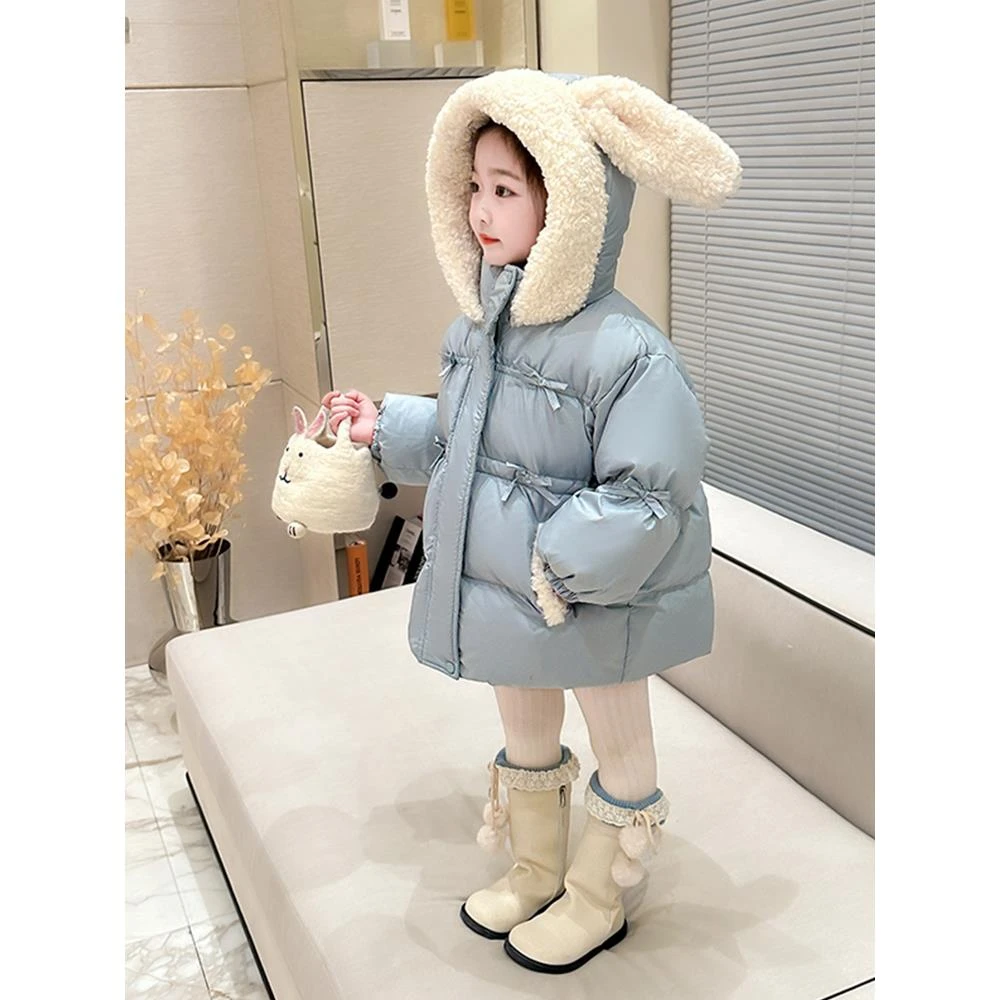 女童棉服冬装2025新洋气时髦儿童加绒加厚女宝中长款冬季棉衣棉袄