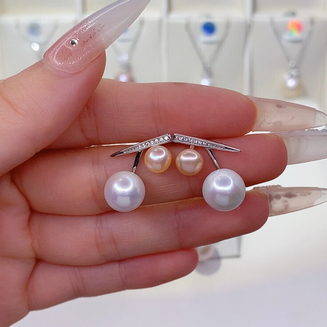 淡水珍珠耳饰银S925镶嵌