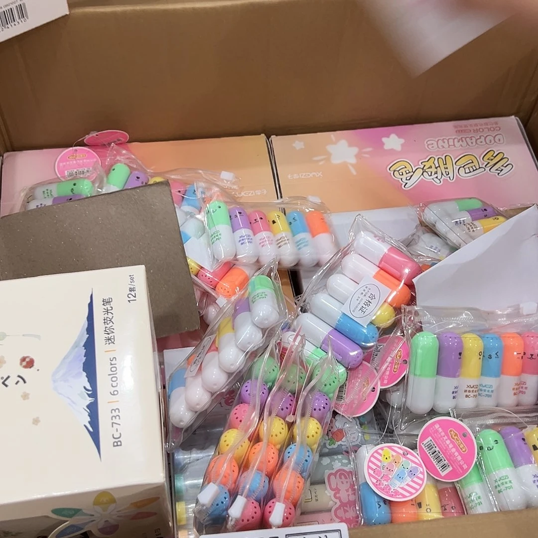 m455杂款荧光笔随机混搭6盒