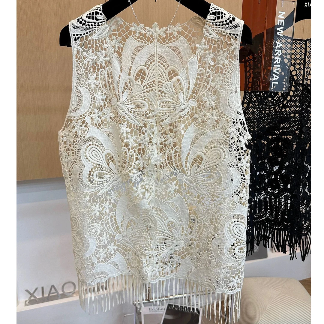 【透肌艺术】棉感雕花马甲7632