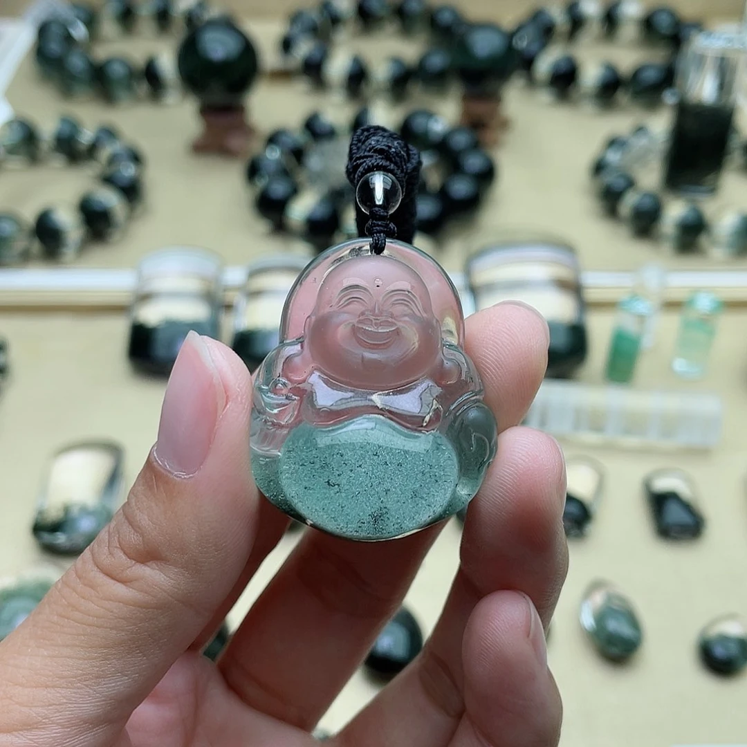 水晶颈饰未镶嵌绿幽灵聚宝盆佛公