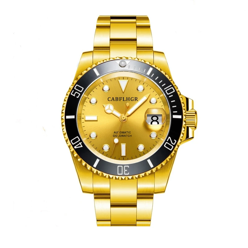 【兰兰补贴】足金999全自动进口机械黄金男表金水鬼夜光日历手表1