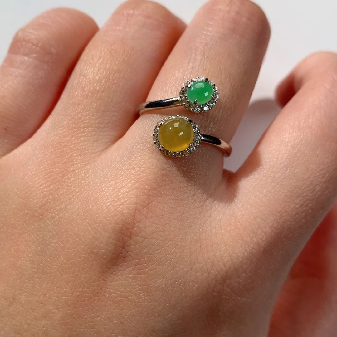 翡翠戒指银S925镶嵌戒指