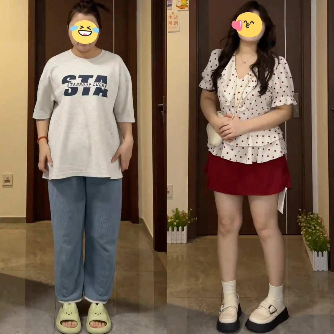 大码女装韩系波点系带套装夏季微胖MM泡泡袖上衣+红色蝴蝶结短裙