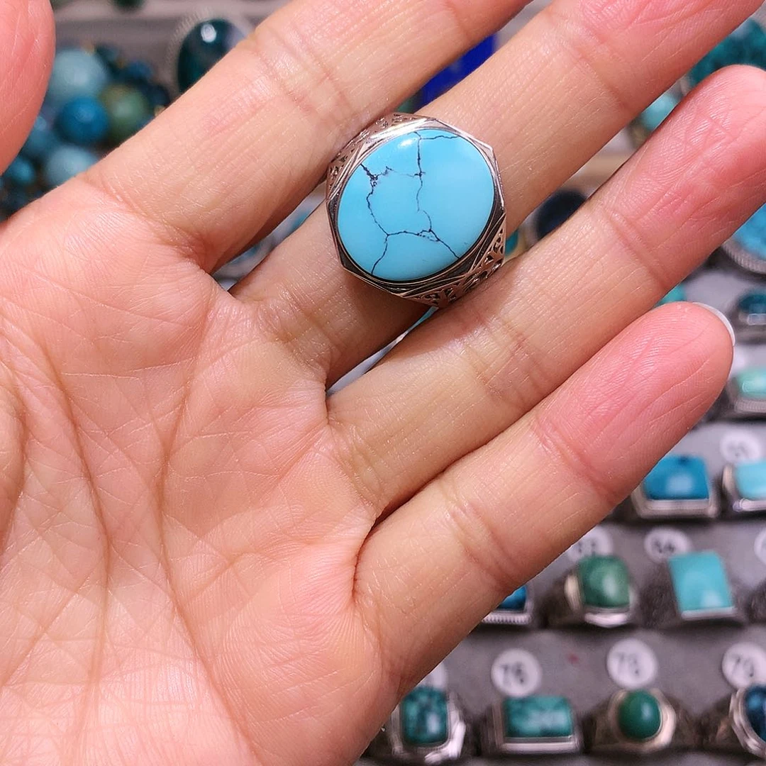 绿松石挂件银S925镶嵌