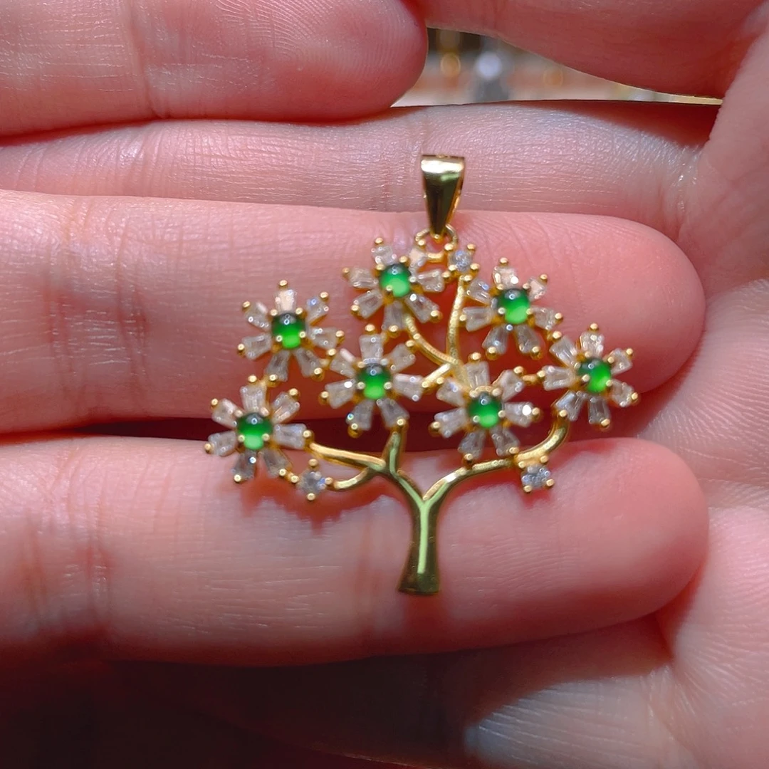 翡翠银S925镶嵌吊坠(不含链)