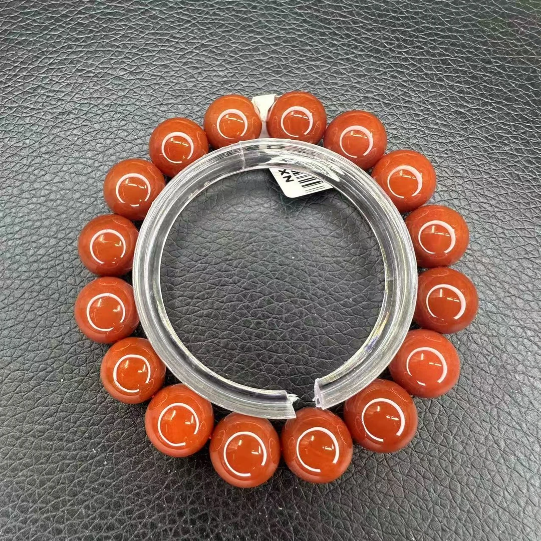 （新年好礼）天然南红玛瑙12m素圈手串7551