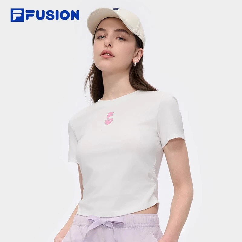 【欧若风】FUSION斐乐女针织短袖时尚收腰纯棉T恤&T11W523112