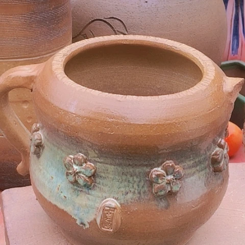 紫砂花盆口11高度15瑕疵