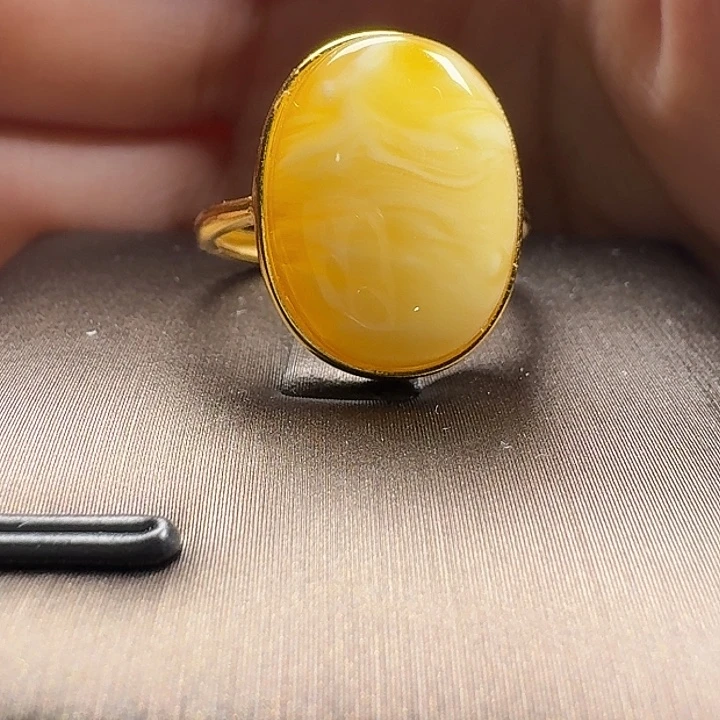 蜜蜡银S925镶嵌戒指戒指