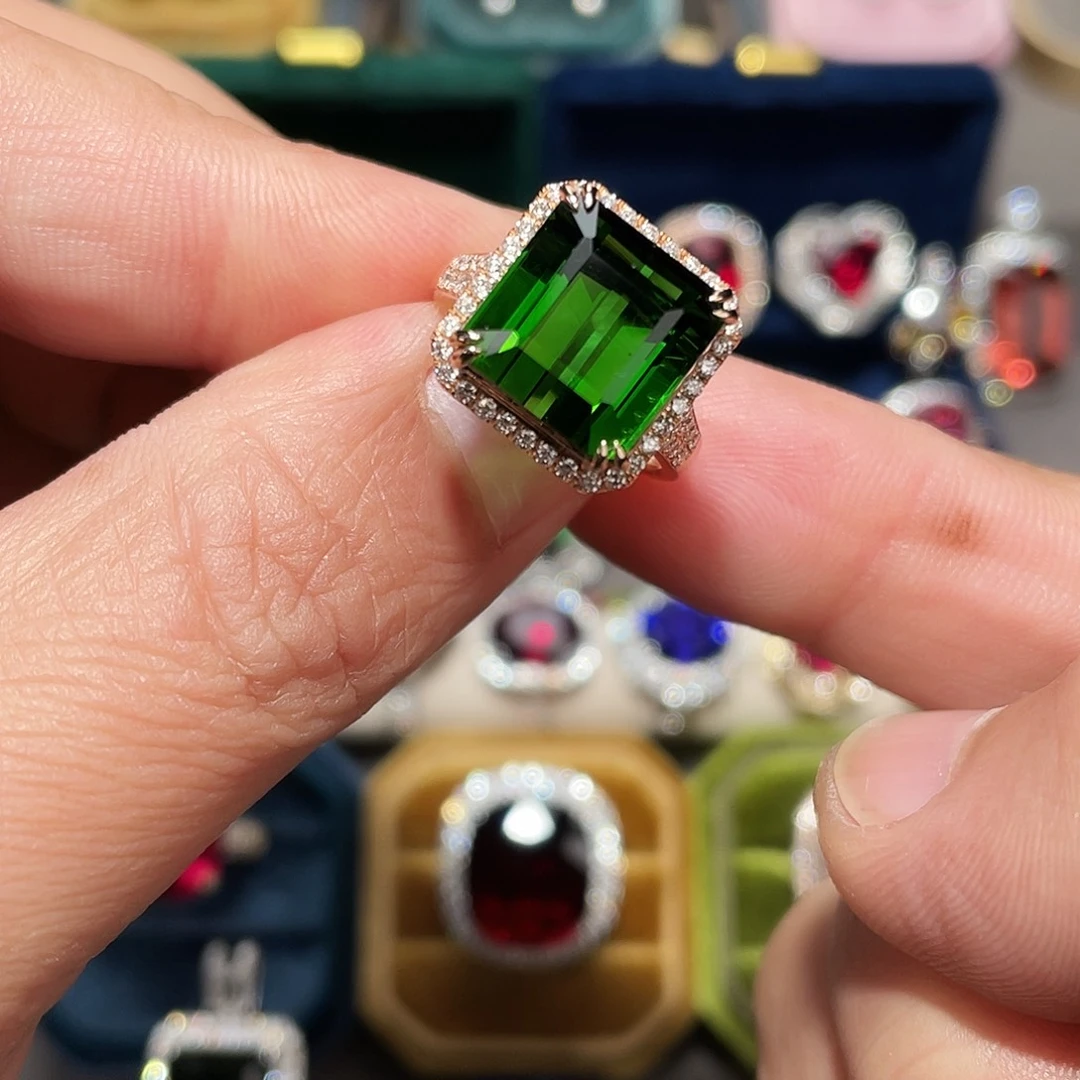 碧玺18K金镶嵌戒指11.55ct