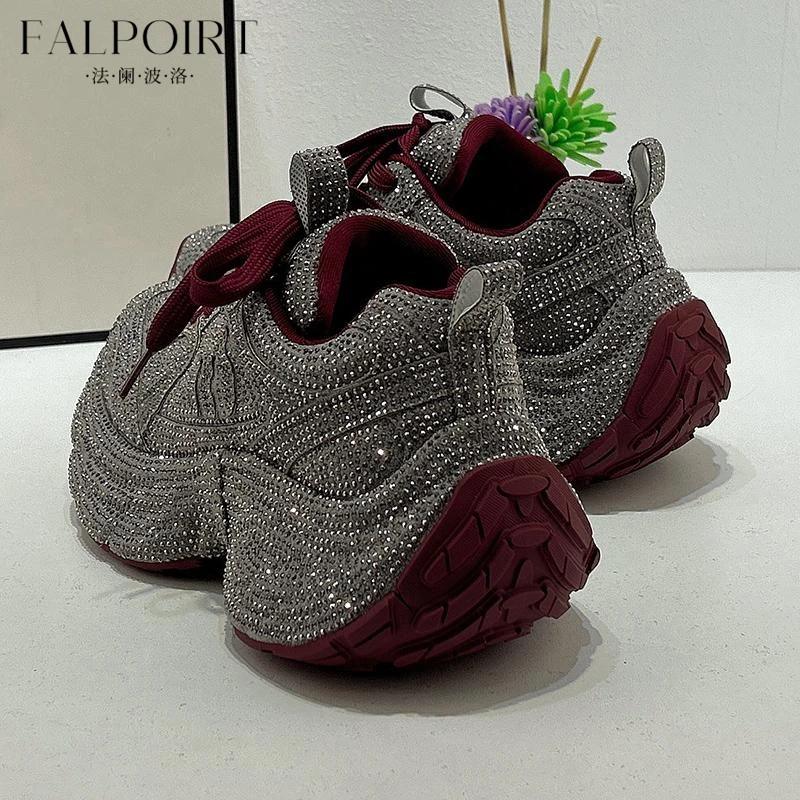 FALPOIRT满天星水钻老爹鞋女ins潮2025新款小众设计感厚底休闲鞋
