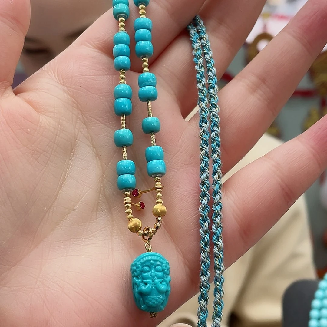 绿松石颈饰18K金镶嵌