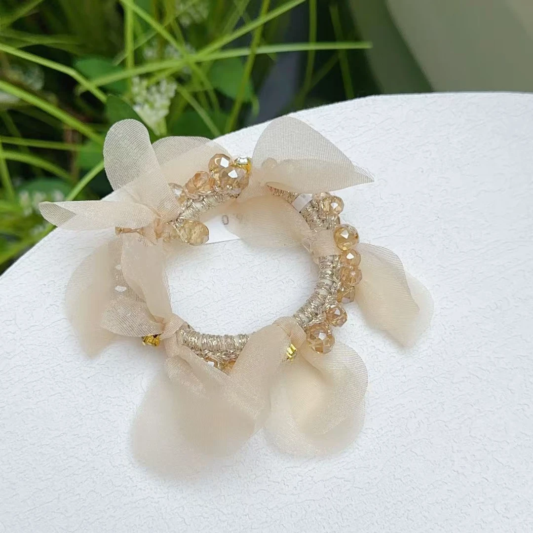 甜美金色原创设计时尚女网纱百搭气质轻奢仙女发圈日韩发绳601